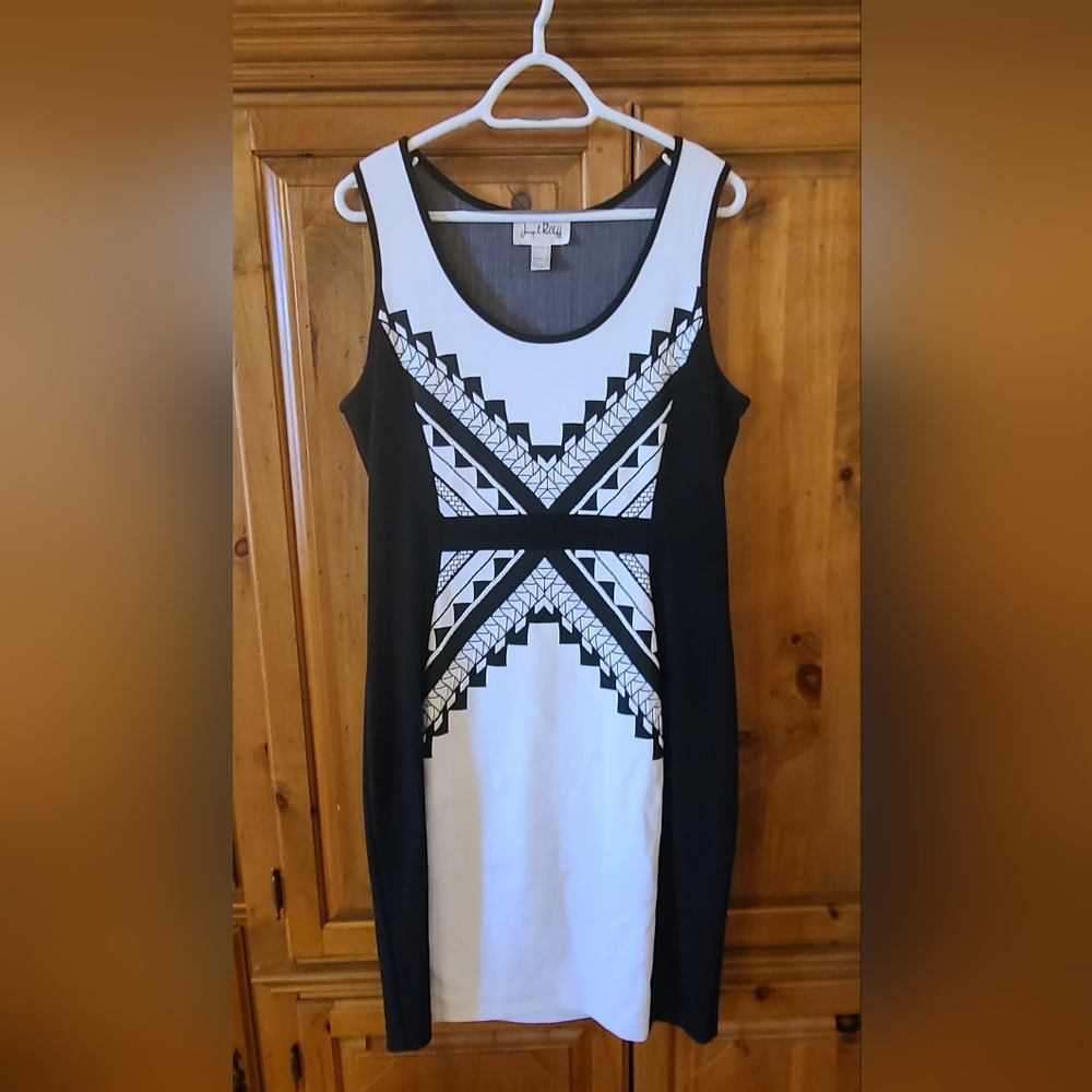 Joseph Ribkoff Black and White Midi Dress